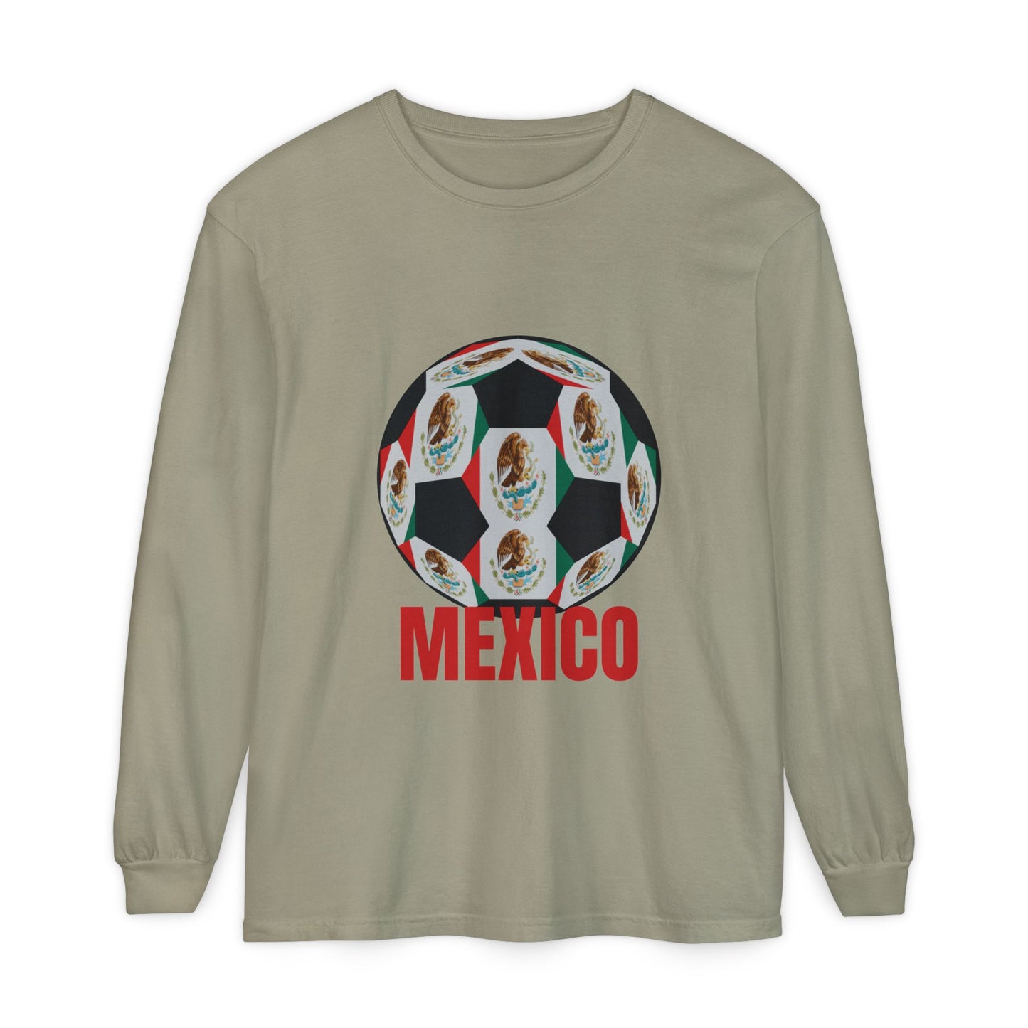 Mexico Fan Specialty Soccer Ball Design  Long Sleeve Tee