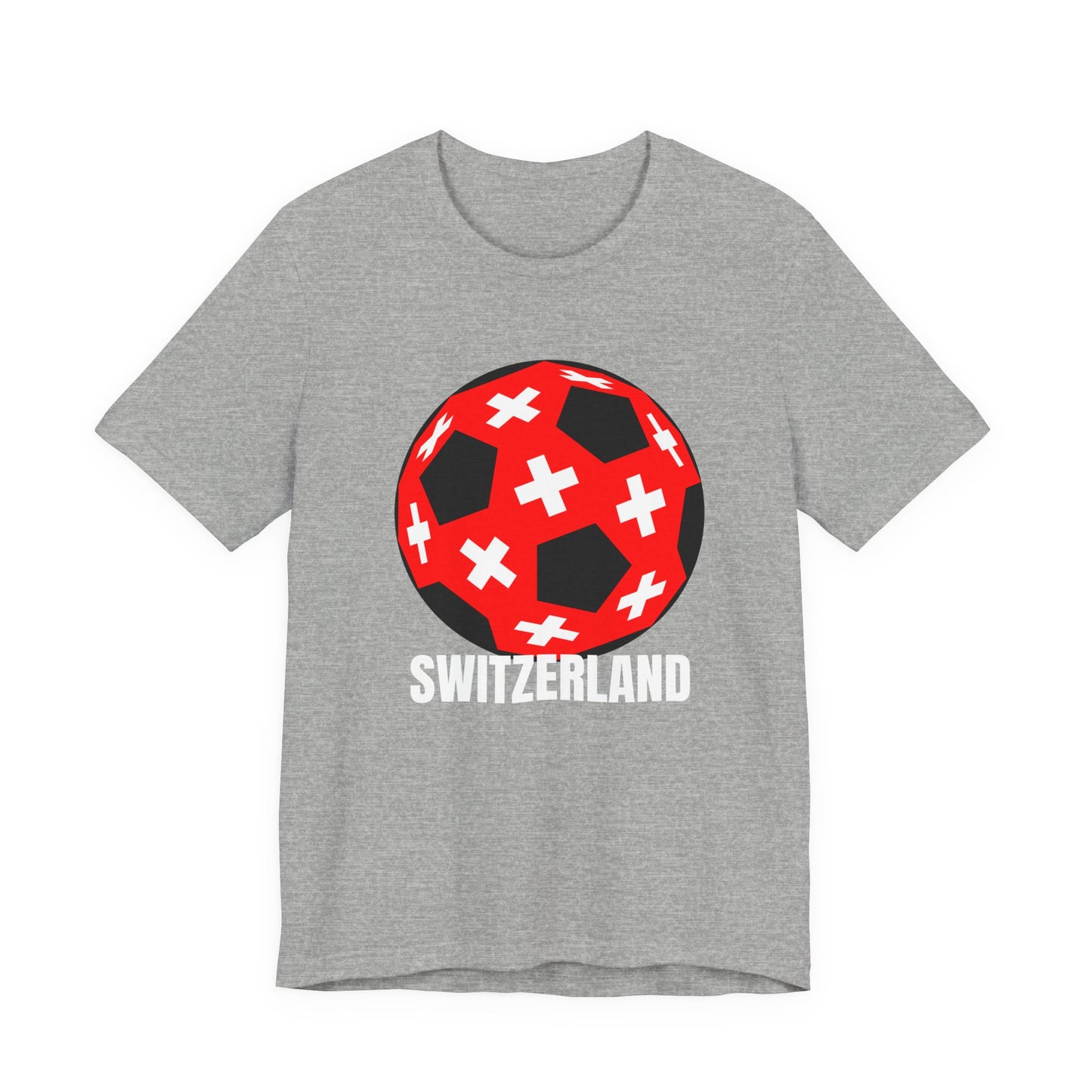 Switzerland Fan Specialty Soccer Ball Design T Shirt White Text