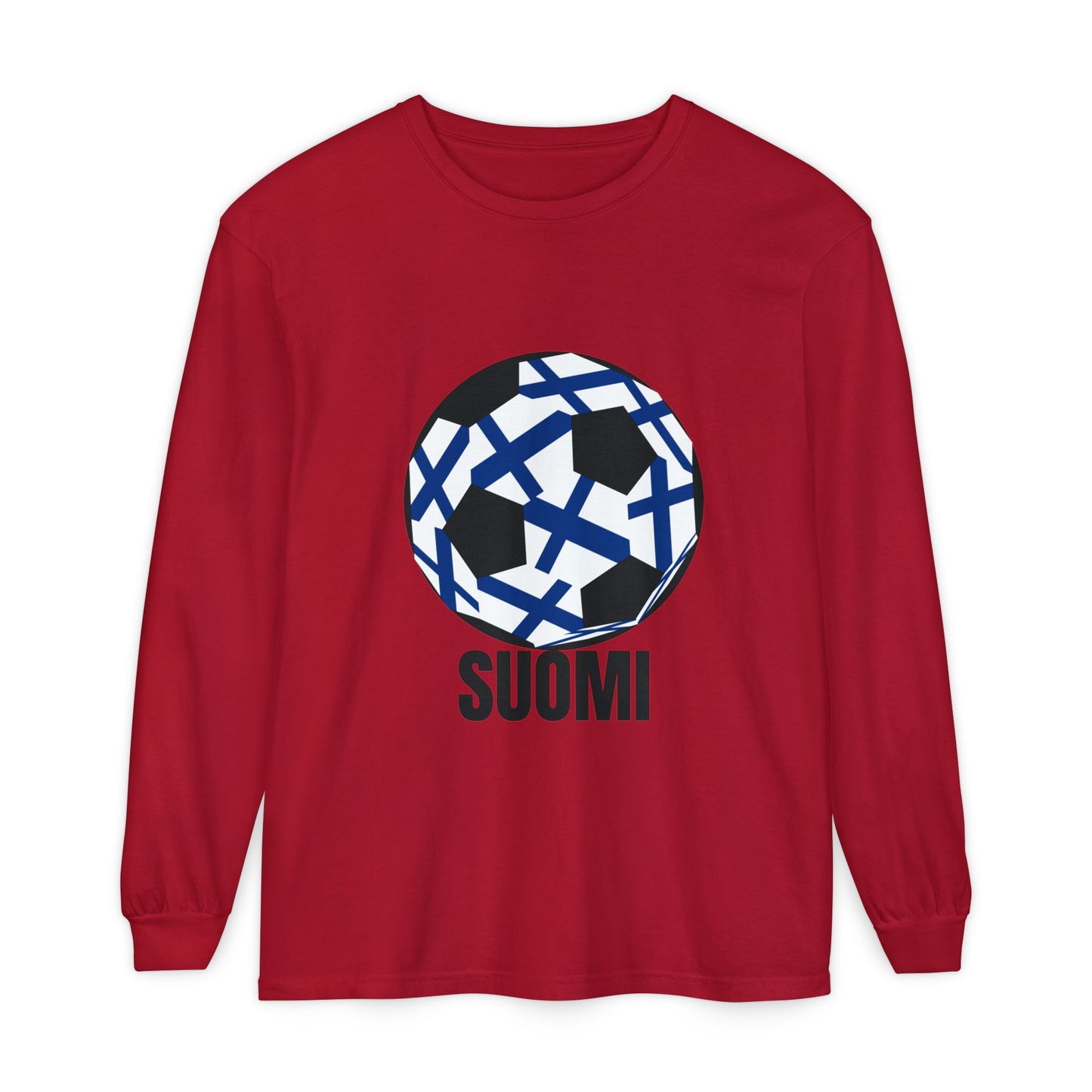 Finland Fan Specialty Soccer Ball Design Long Sleeve T-Shirt