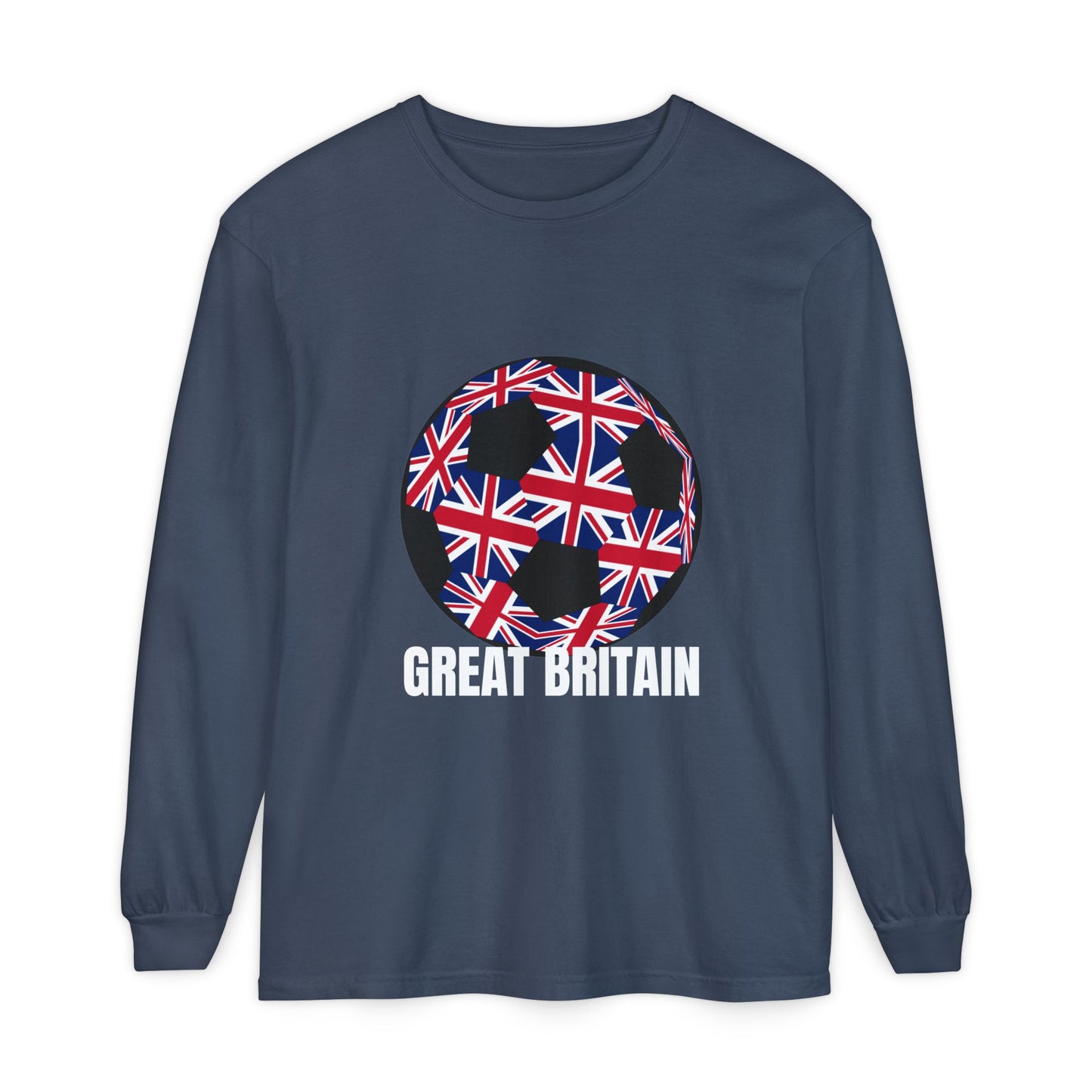 Great Britain Fan Specialty Soccer Ball Design Long Sleeve Tee