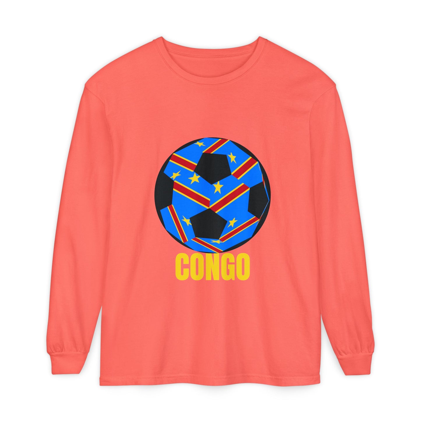 Congo Fan Specialty Soccer Ball Design T Shirt Yellow Text