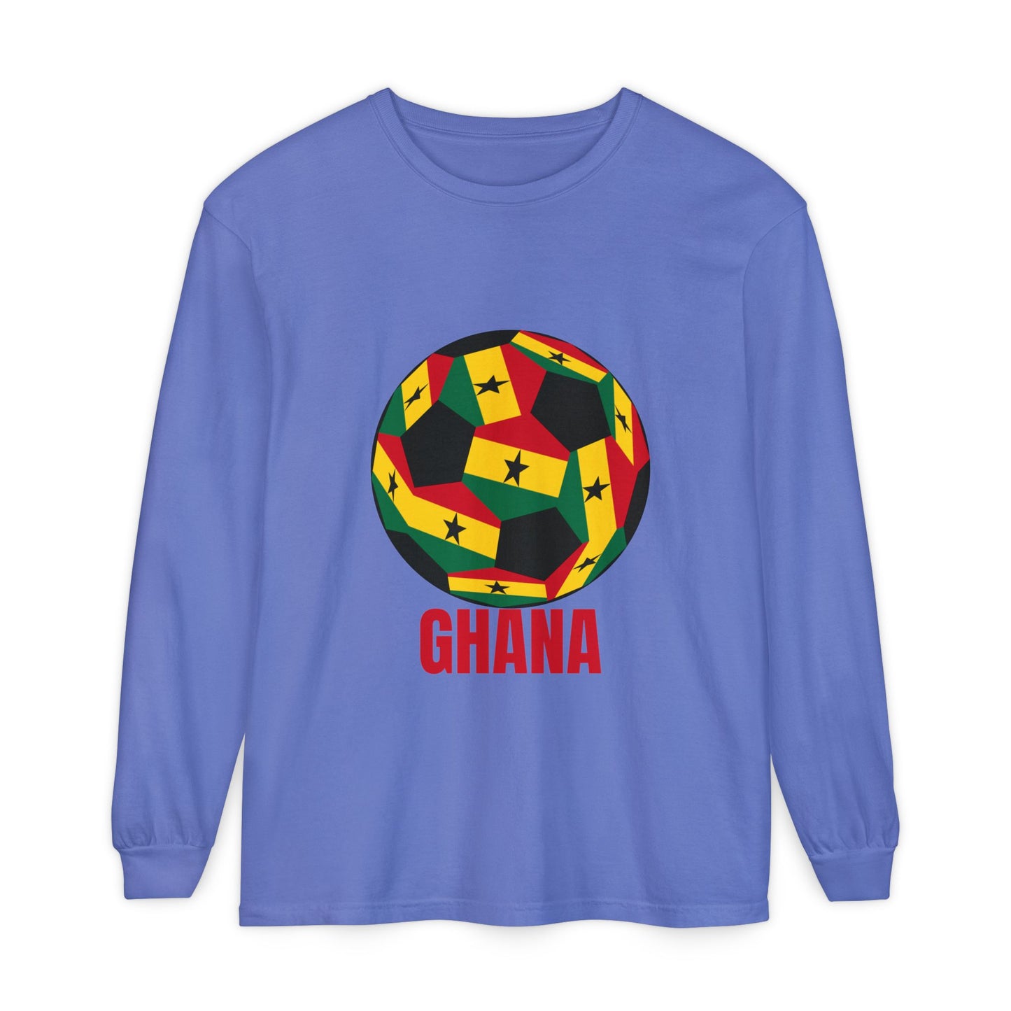 Ghana Fan Specialty Soccer Ball Design Long Sleeve Tee
