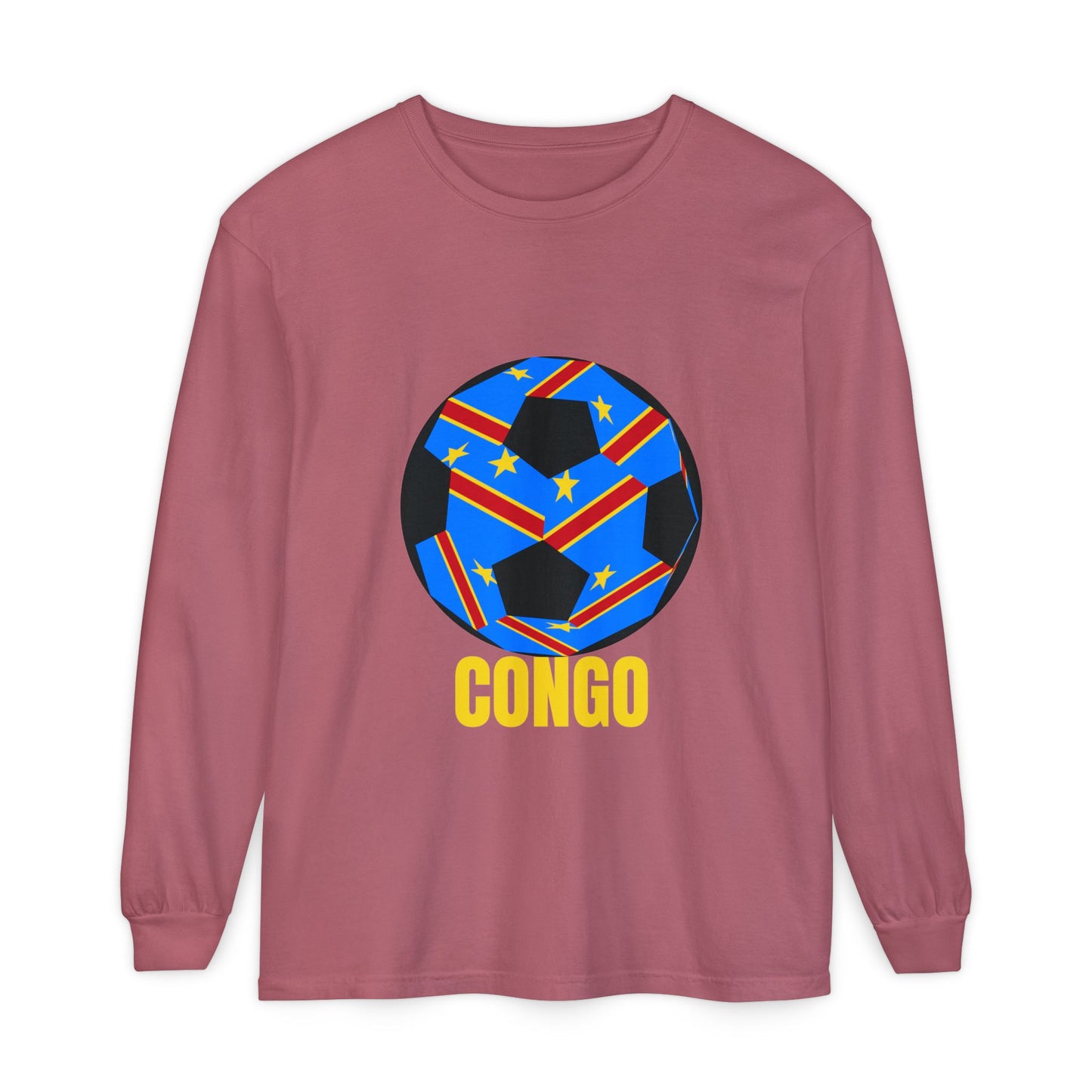 Congo Fan Specialty Soccer Ball Design T Shirt Yellow Text