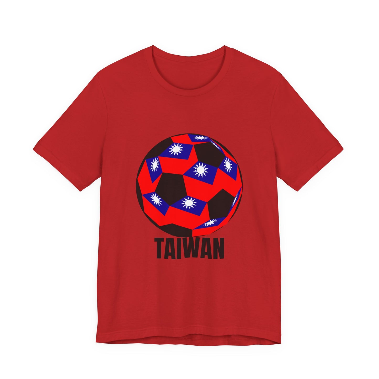 Taiwan Flag Soccer Ball T‑Shirt Black Text