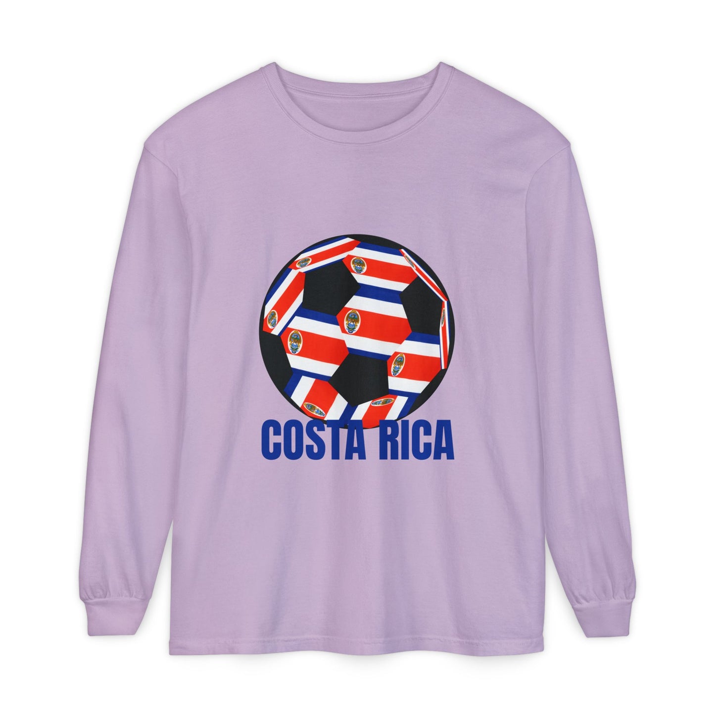 Costa Rica Fan Specialty Soccer Ball Design Long Sleeve T-Shirt