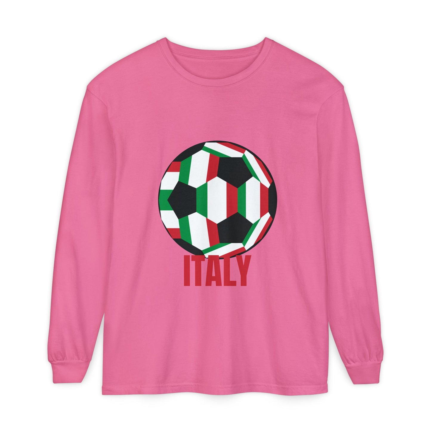 Italy Fan Specialty Soccer Ball Design Long Sleeve T-Shirt