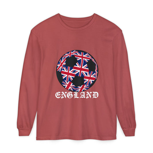 Old English Style Specialty Soccer Ball Design  Long Sleeve Tee