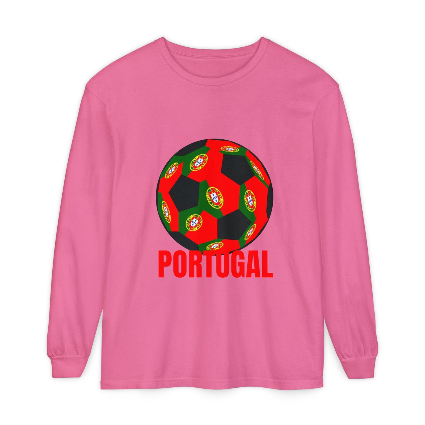 Portugal Fan Specialty Soccer Ball Design Long Sleeve Tee