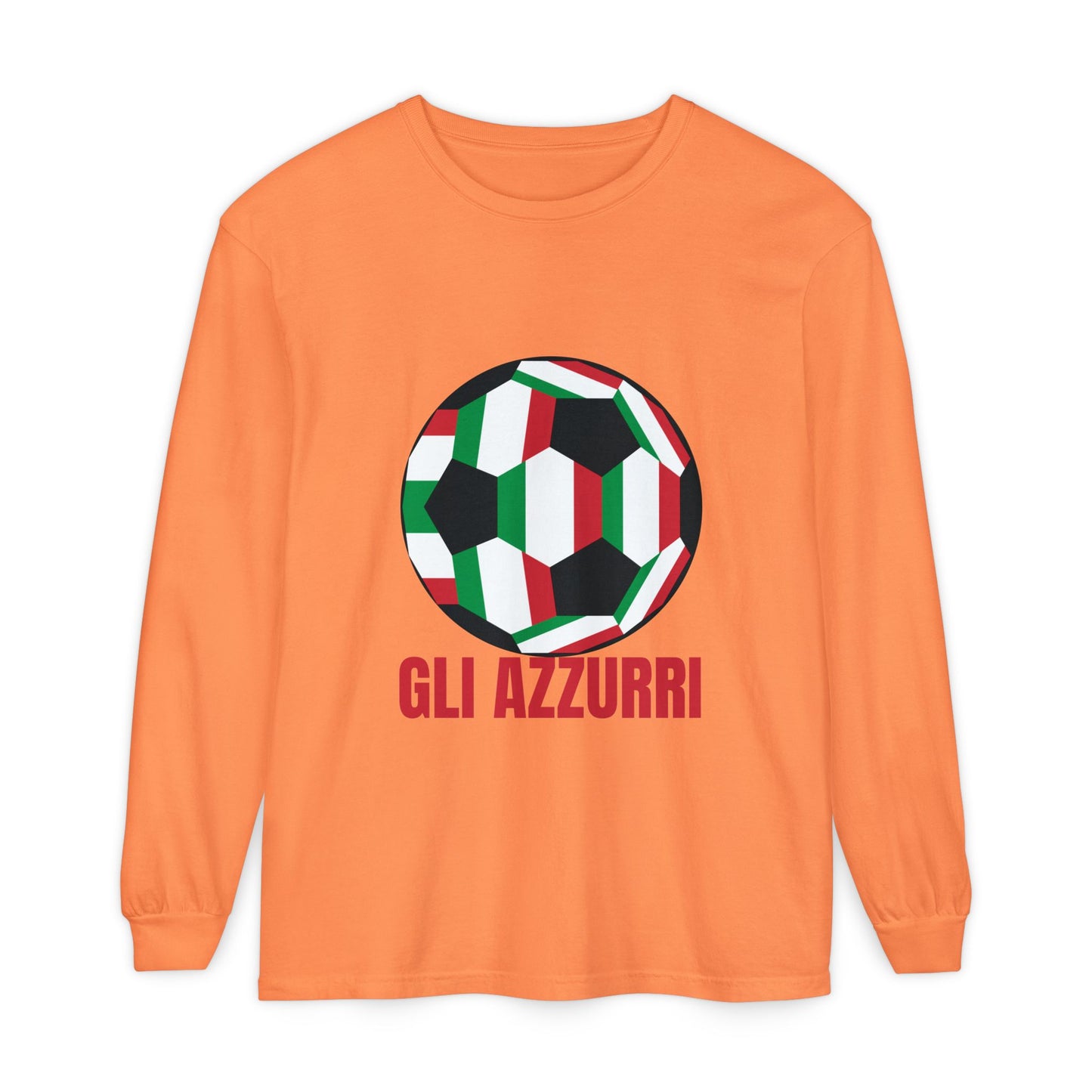 Gli Azzurri Fan Specialty Soccer Ball Design Long Sleeve Tee