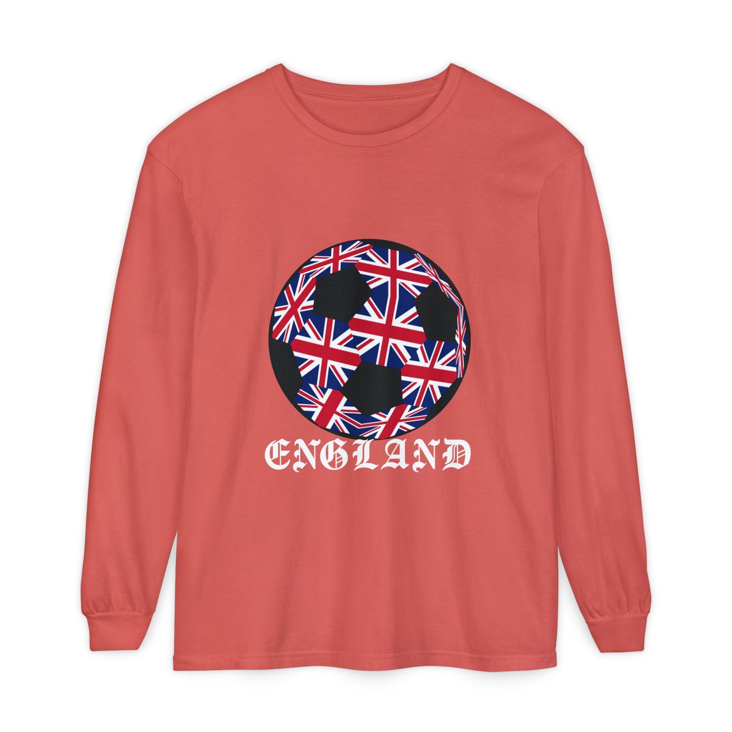 Old English Style Specialty Soccer Ball Design  Long Sleeve Tee