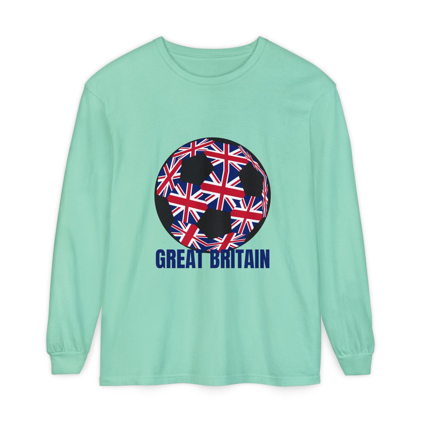 Great Britain Fan Specialty Soccer Ball Design Long Sleeve Tee