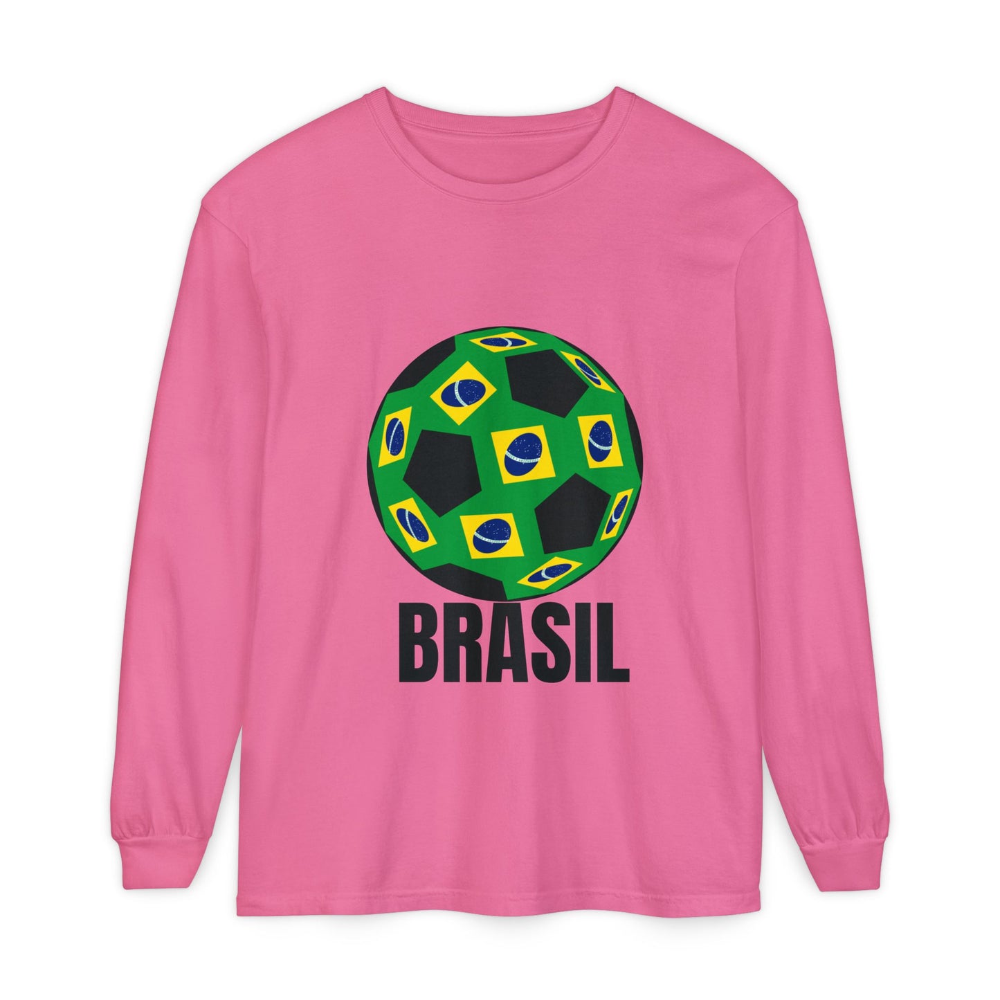 Brasil Fan Specialty Soccer Ball Design Long Sleeve T Shirt