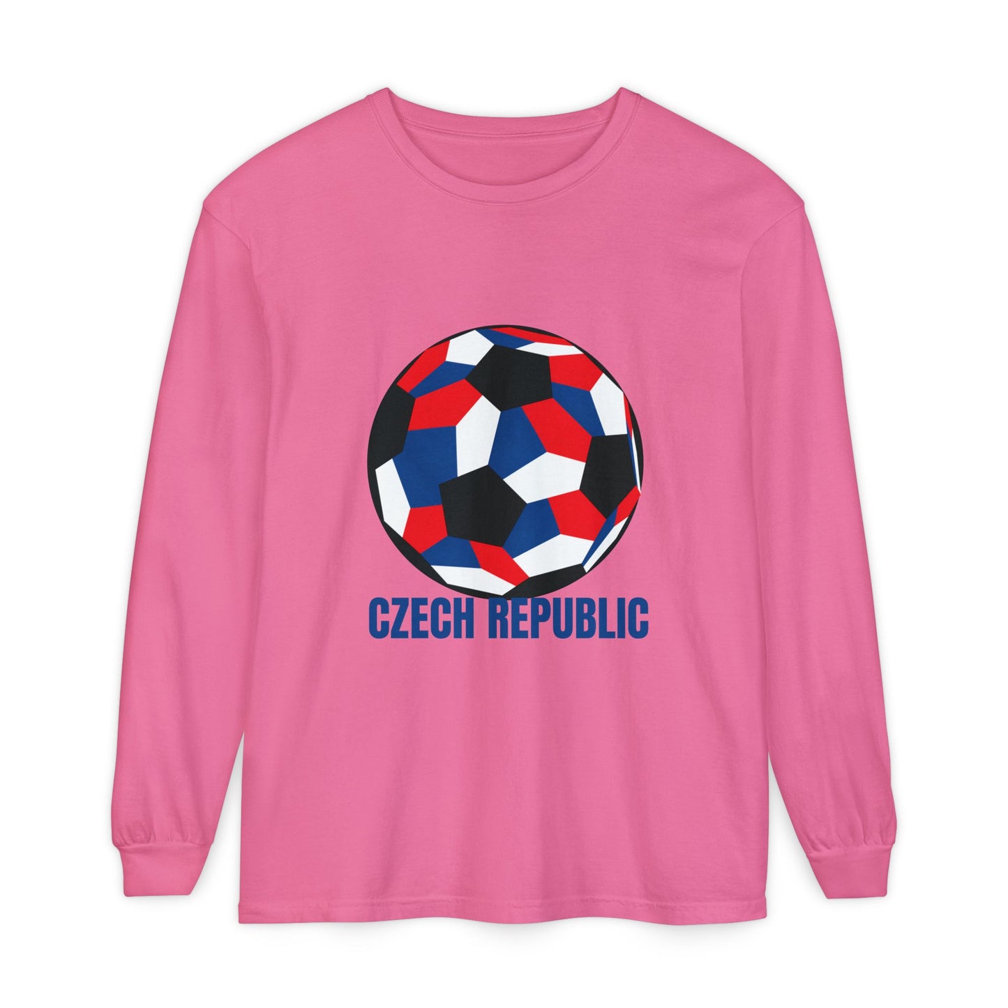 Czech Republic Fan Specialty Soccer Ball Design Long Sleeve T-Shirt