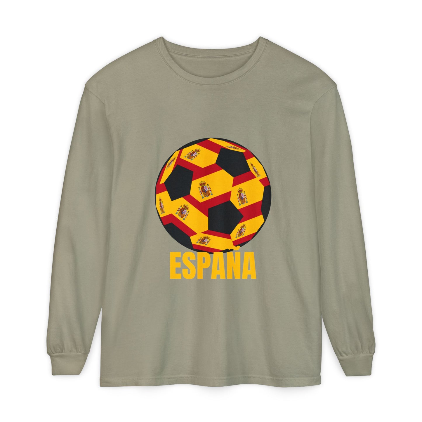 España Soccer Ball Long Sleeve Tee  Gold Text