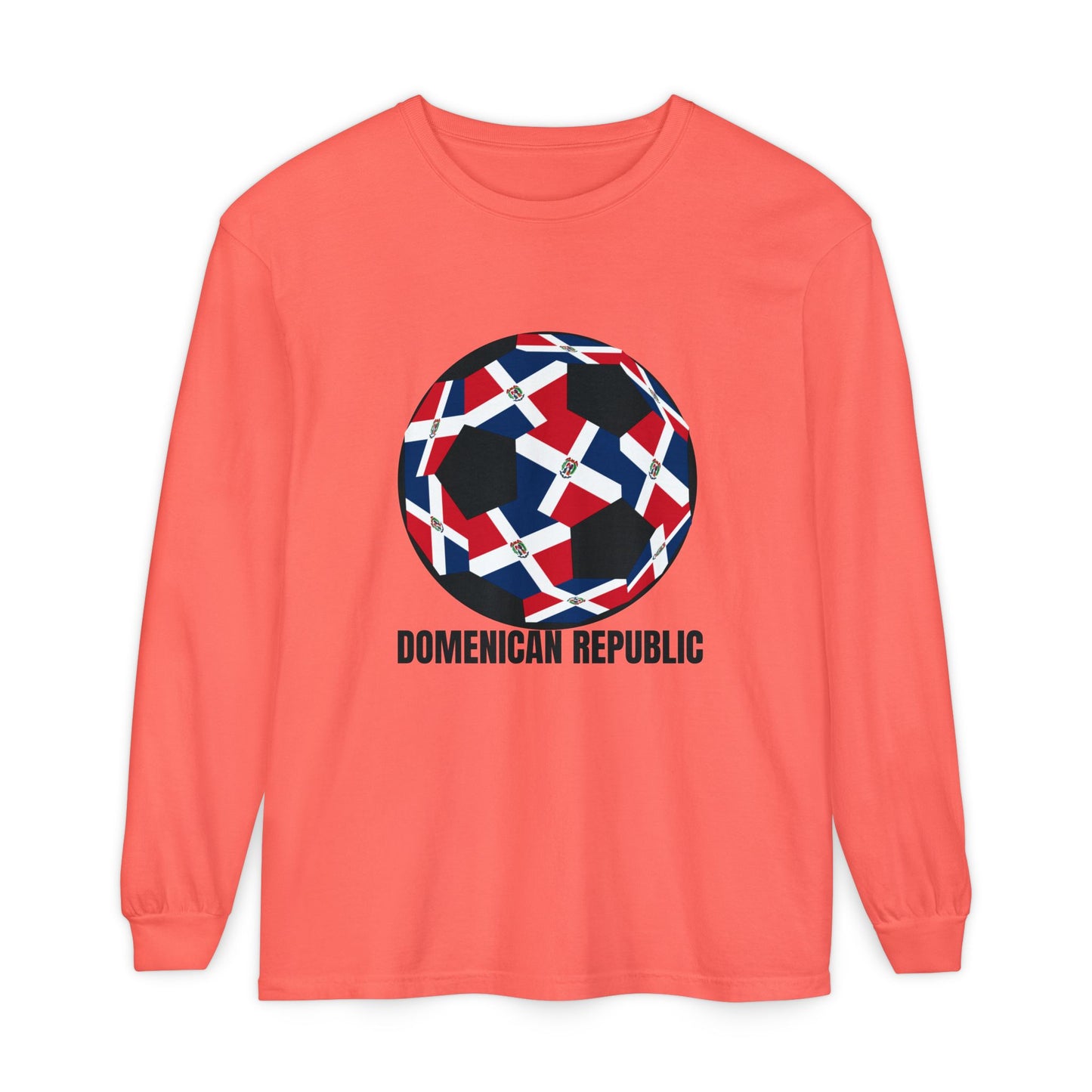 Domenican Republic Fan Specialty Soccer Ball Design Long Sleeve Tee