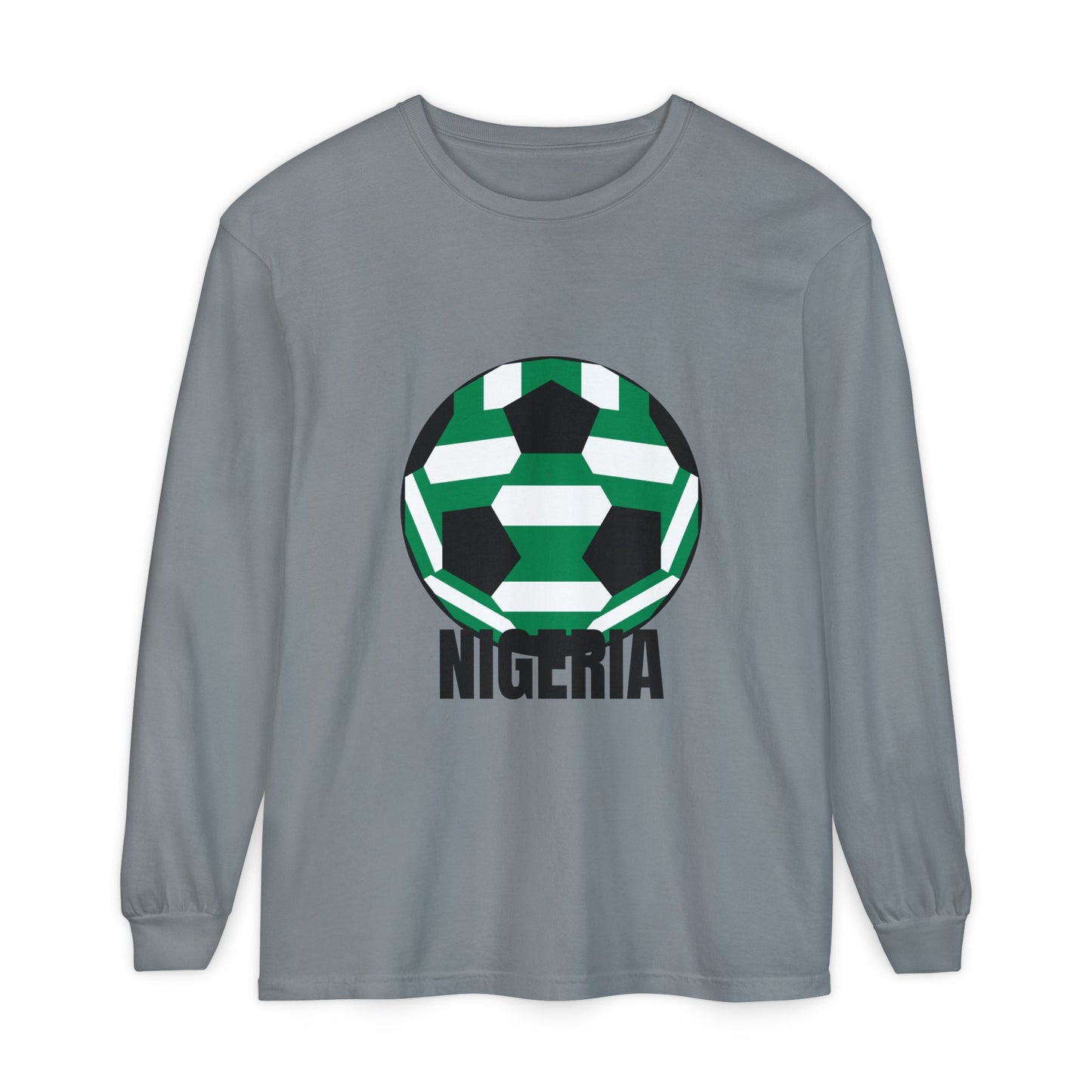 Nigeria Fan Specialty Soccer Ball Design Long Sleeve Shirt