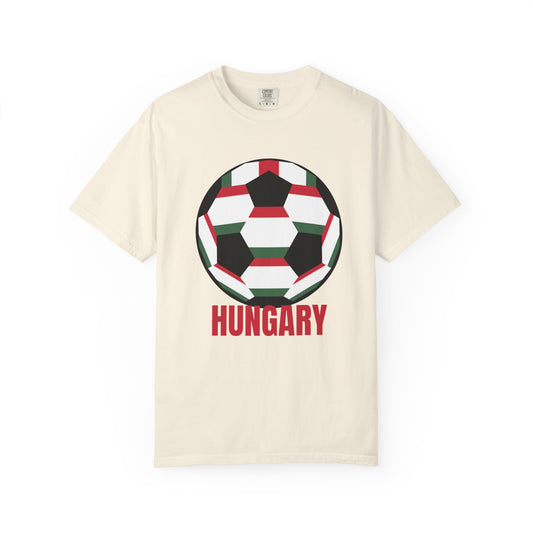 Hungary Fan Specialty Soccer Ball Design T Shirt Red Print