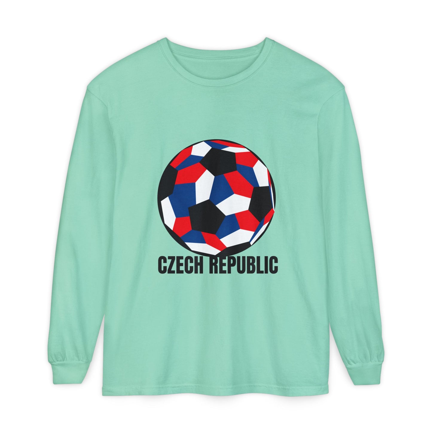 Czech Republic Fan Specialty Soccer Ball Design Long Sleeve Tee