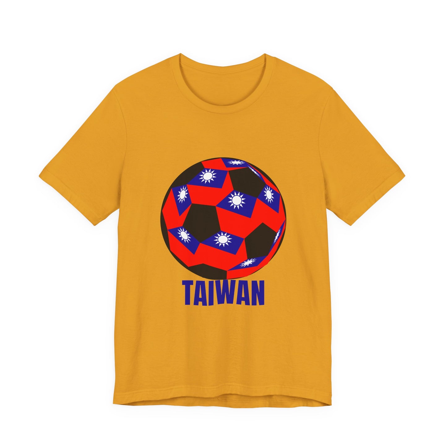 Taiwan Flag Soccer Ball Design T Shirt Blue Text