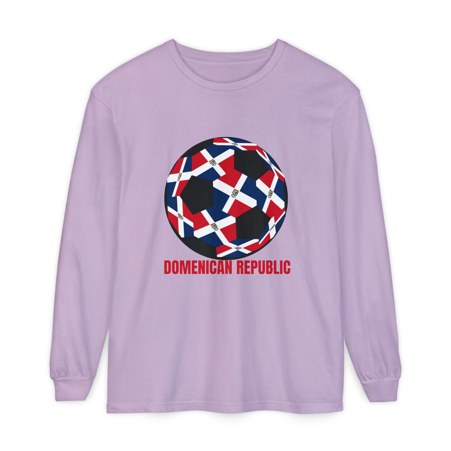Domenican Republic Fan Specialty Soccer Ball Design Long Sleeve Tee
