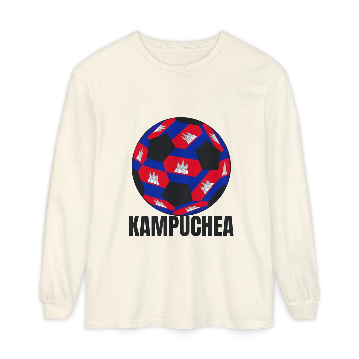Kampuchea Fan Specialty Soccer Ball Design Long Sleeve Tee