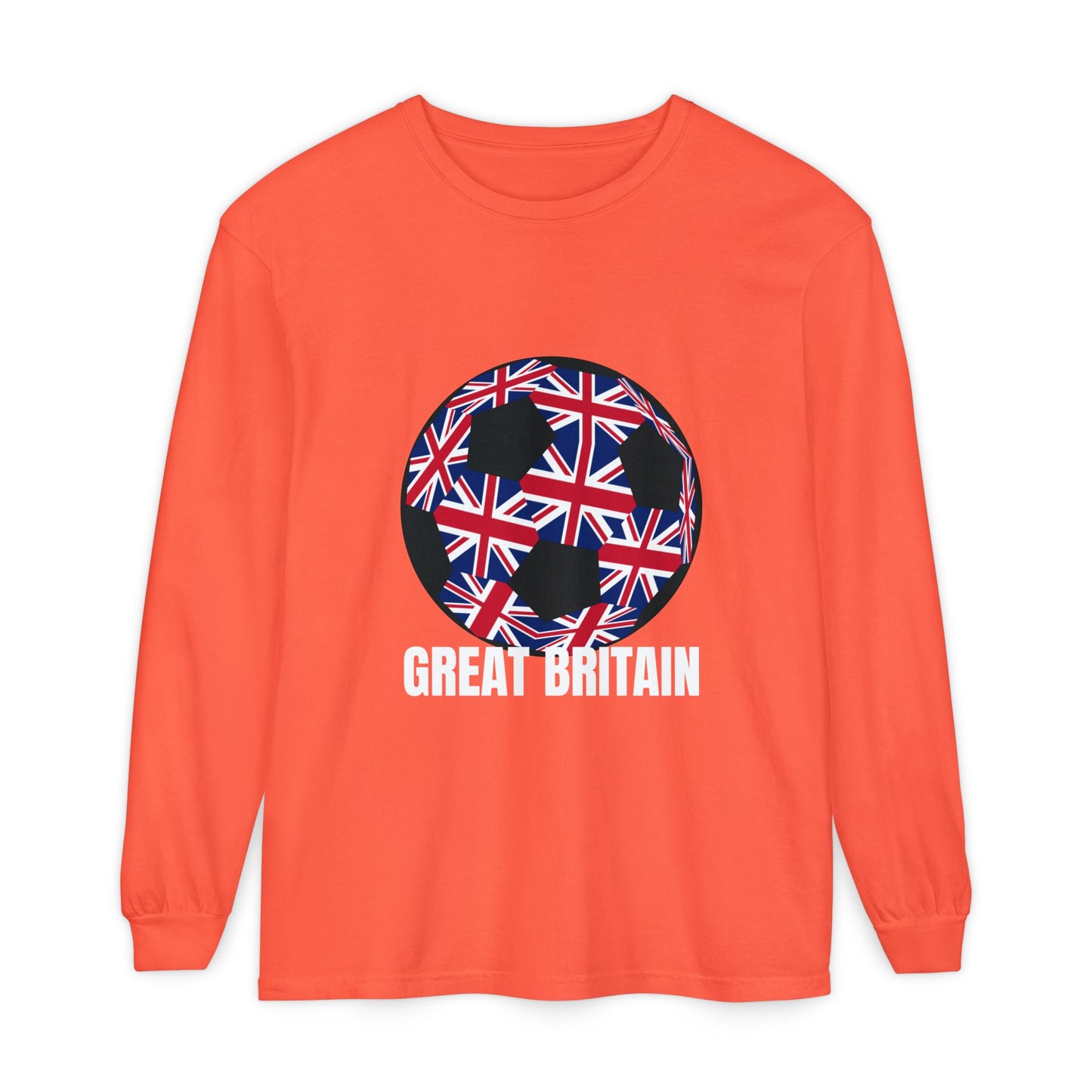 Great Britain Fan Specialty Soccer Ball Design Long Sleeve Tee