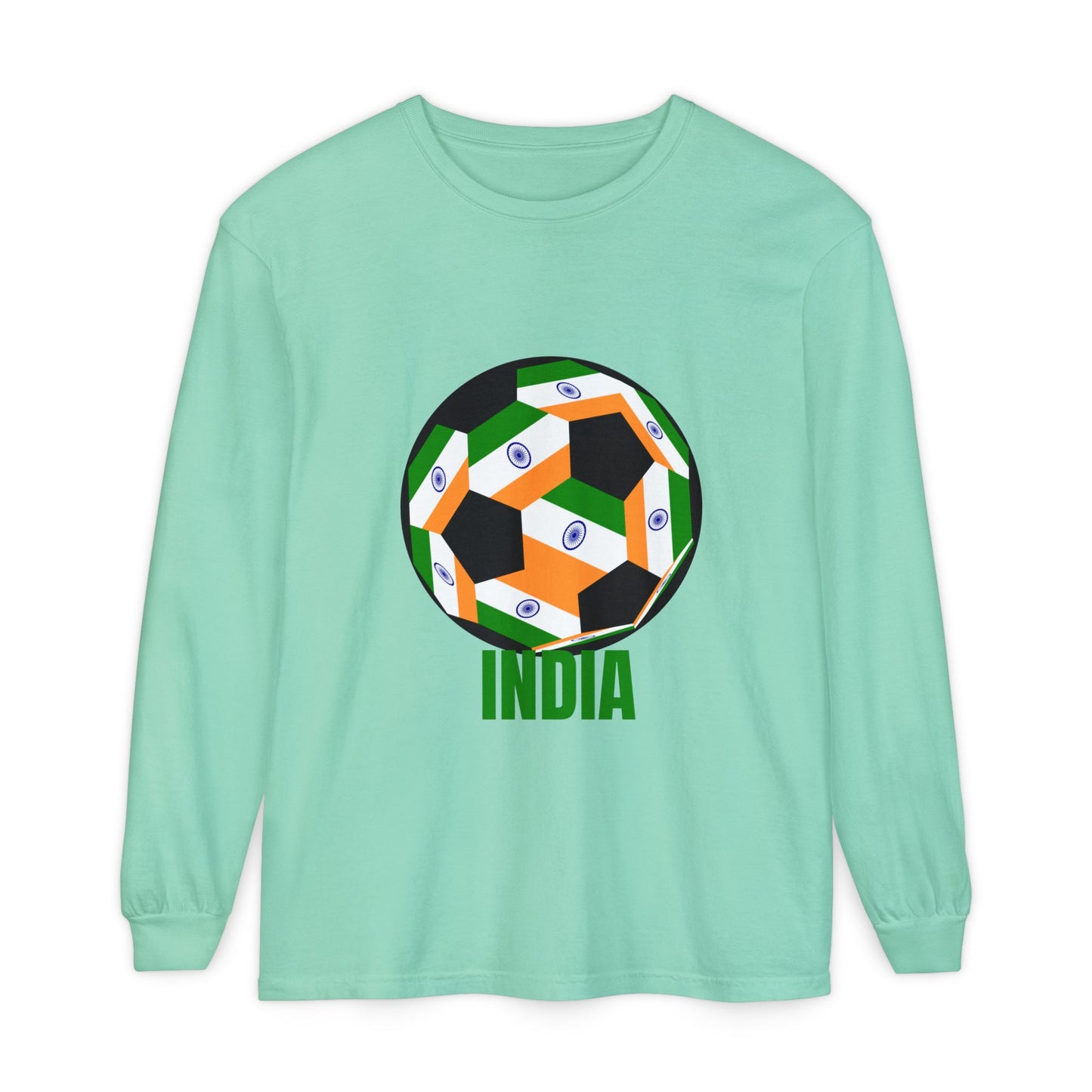 India Fan Specialty Soccer Ball Design Long Sleeve Tee