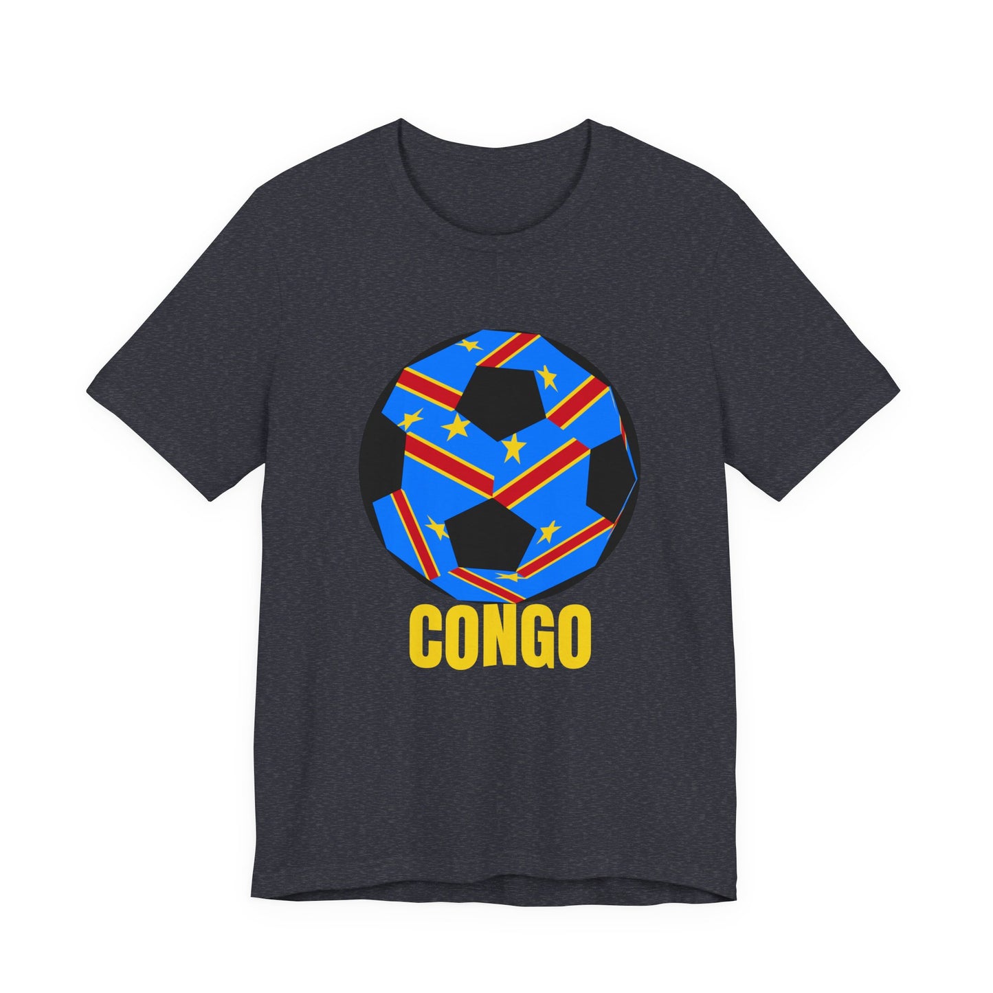 Congo Fan Specialty Soccer Ball Design T Shirt Yellow Text