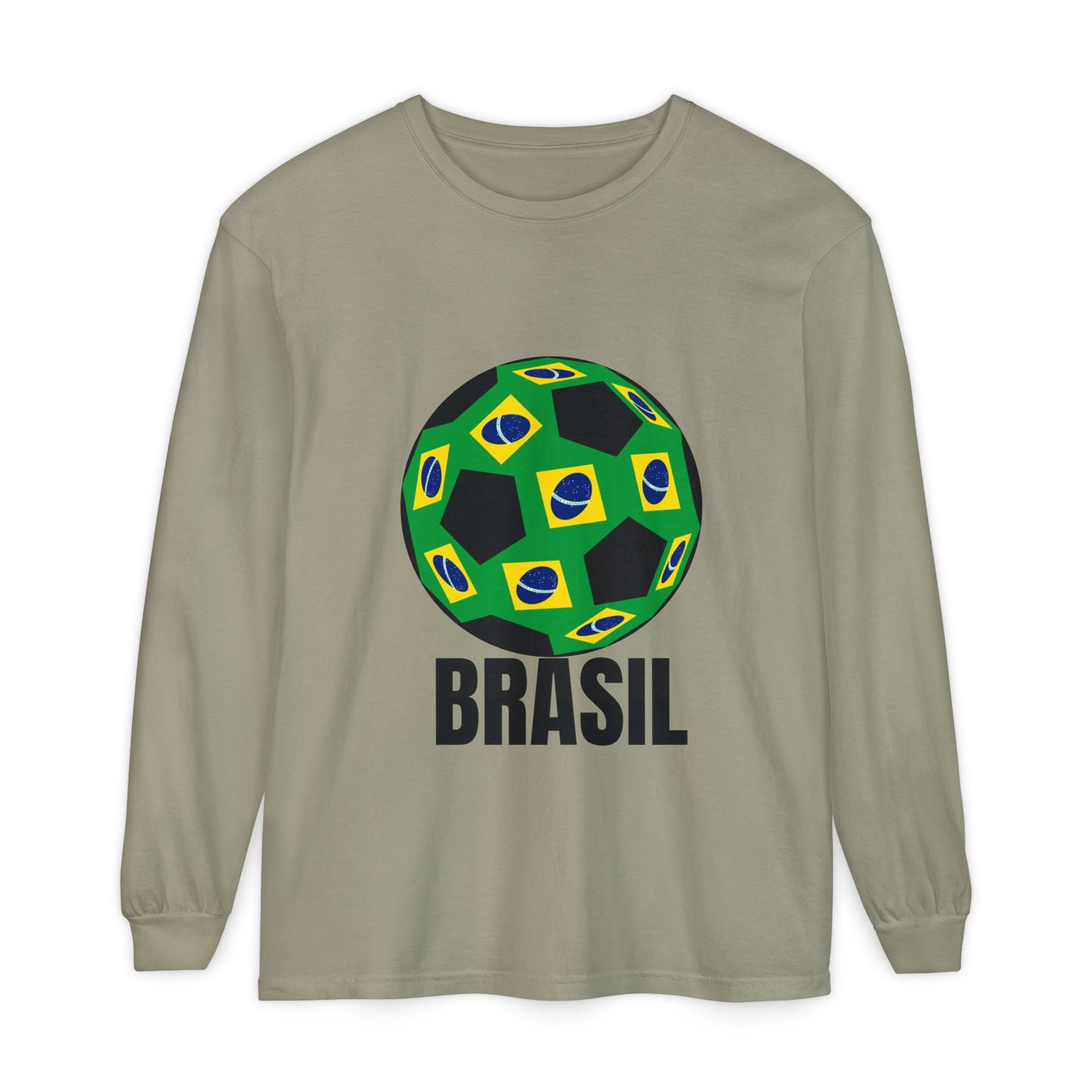 Brasil Fan Specialty Soccer Ball Design Long Sleeve T Shirt