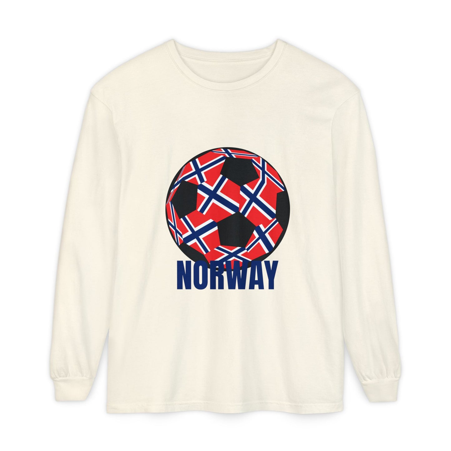 Norway Fan Specialty Soccer Ball Design T ShirtLong Sleeve Tee Blue Print