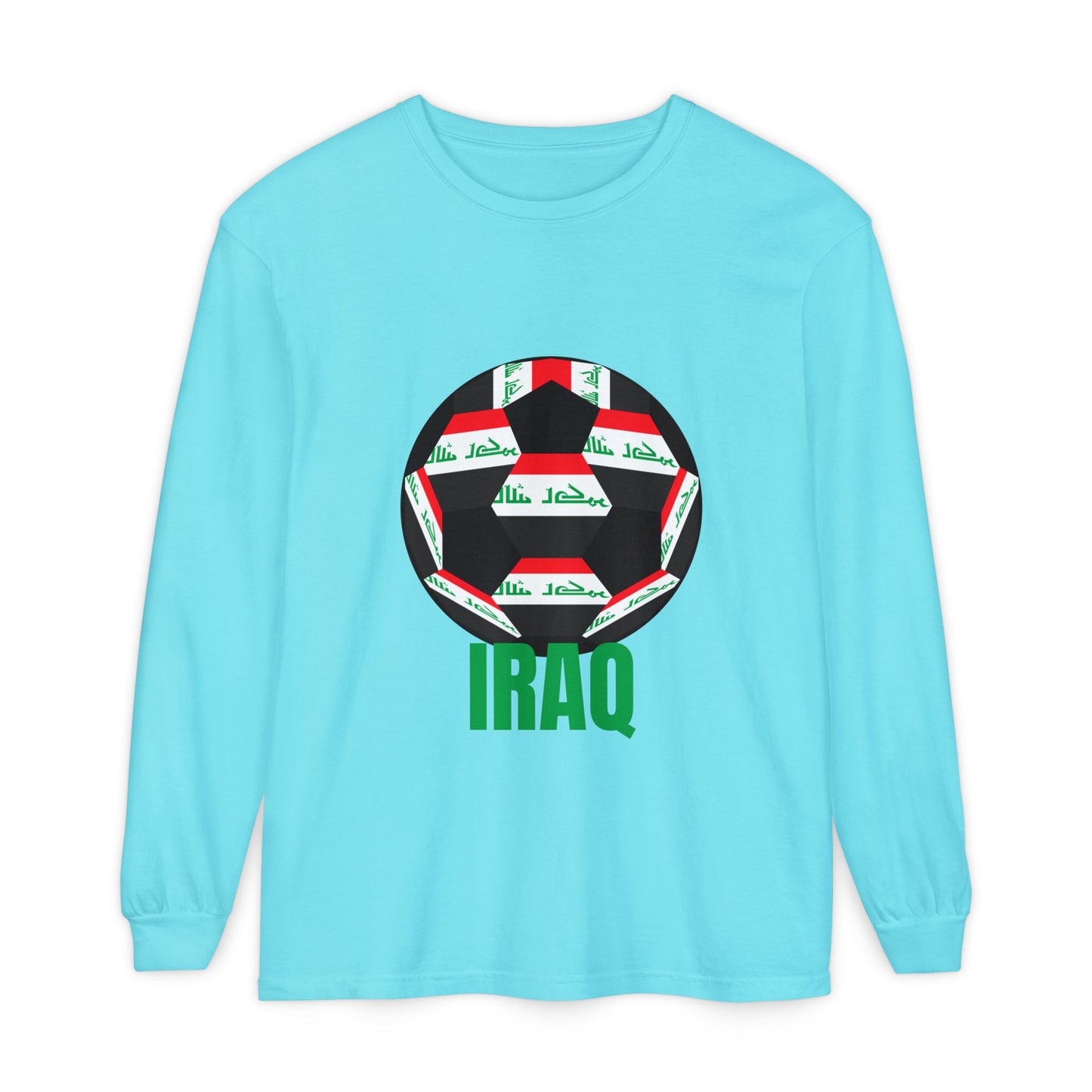 Iraq Fan Specialty Soccer Ball Design Long Sleeve Tee