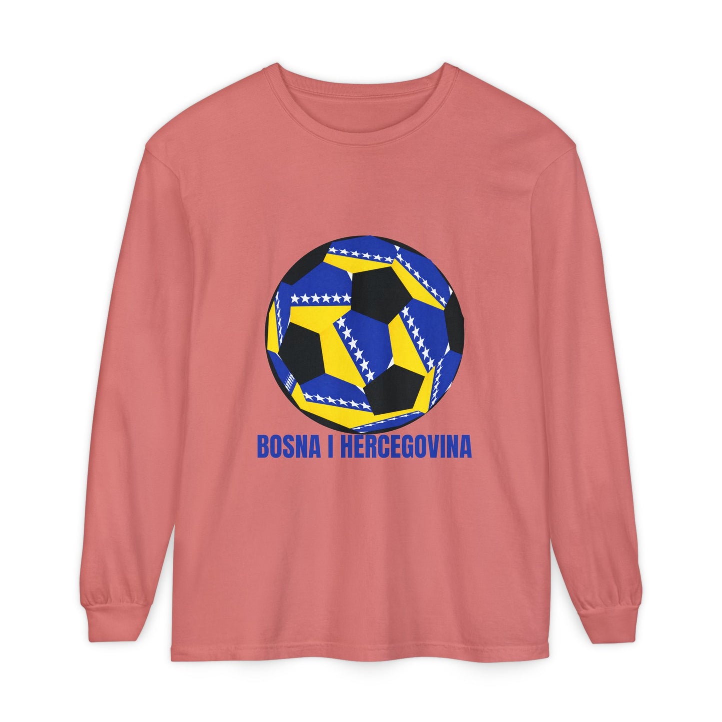 Bosnia Herzegovina Fan Specialty Soccer Ball Design Long Sleeve Tee