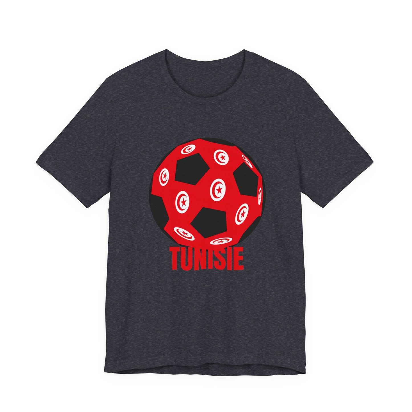Tunisie Fan Specialty Soccer Ball Design T Shirt Tee Red Text