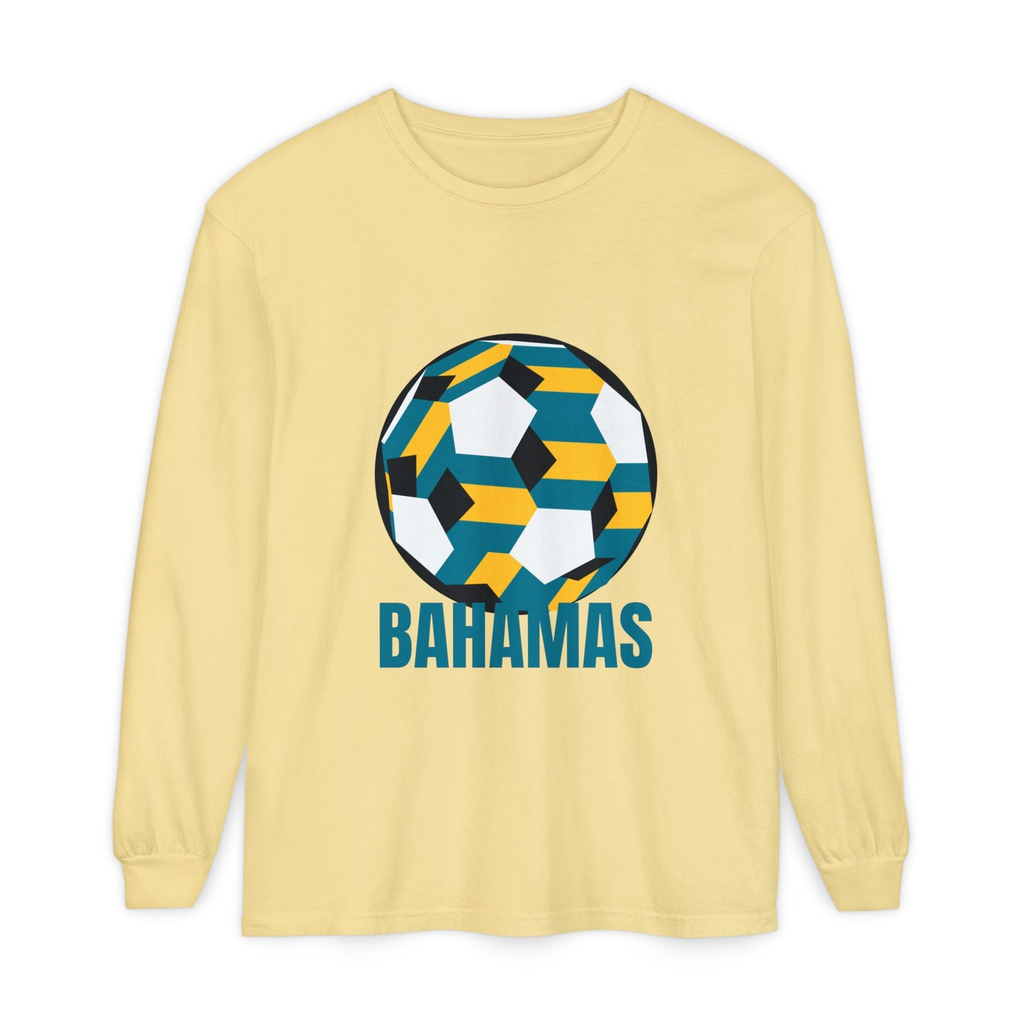Bahamas Fan Specialty Soccer Ball Design Long Sleeve Tee