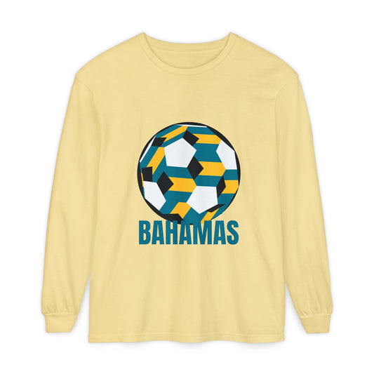 Bahamas Fan Specialty Soccer Ball Design Long Sleeve Tee
