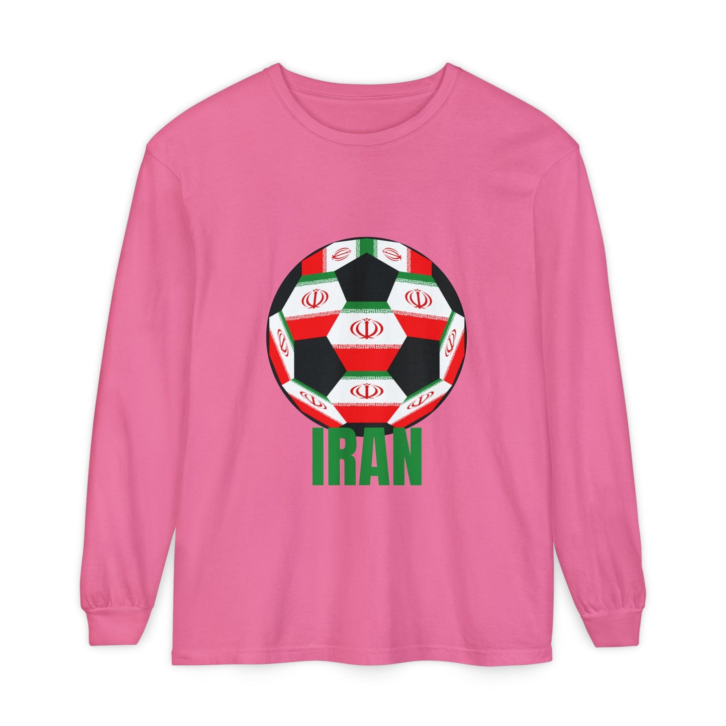 Iran Fan Specialty Soccer Ball Design Long Sleeve Tee