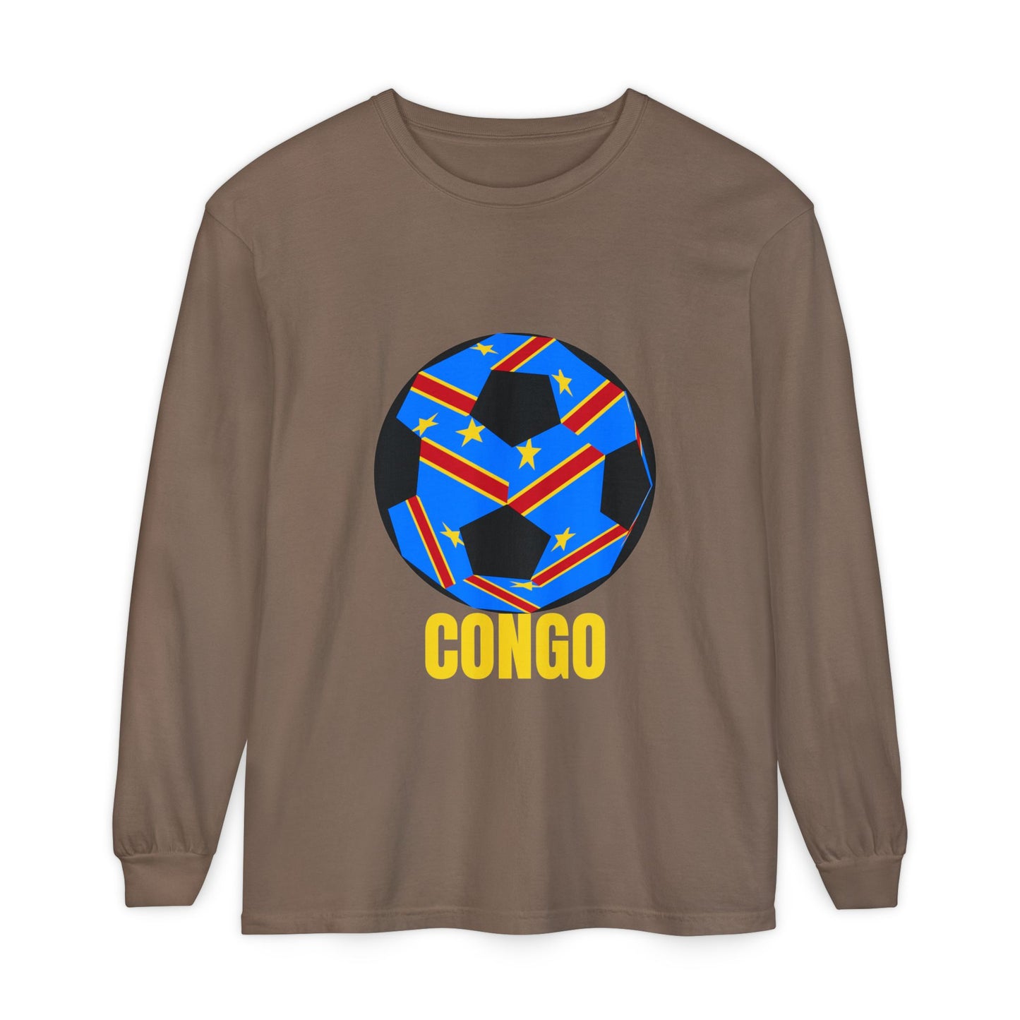 Congo Fan Specialty Soccer Ball Design T Shirt Yellow Text