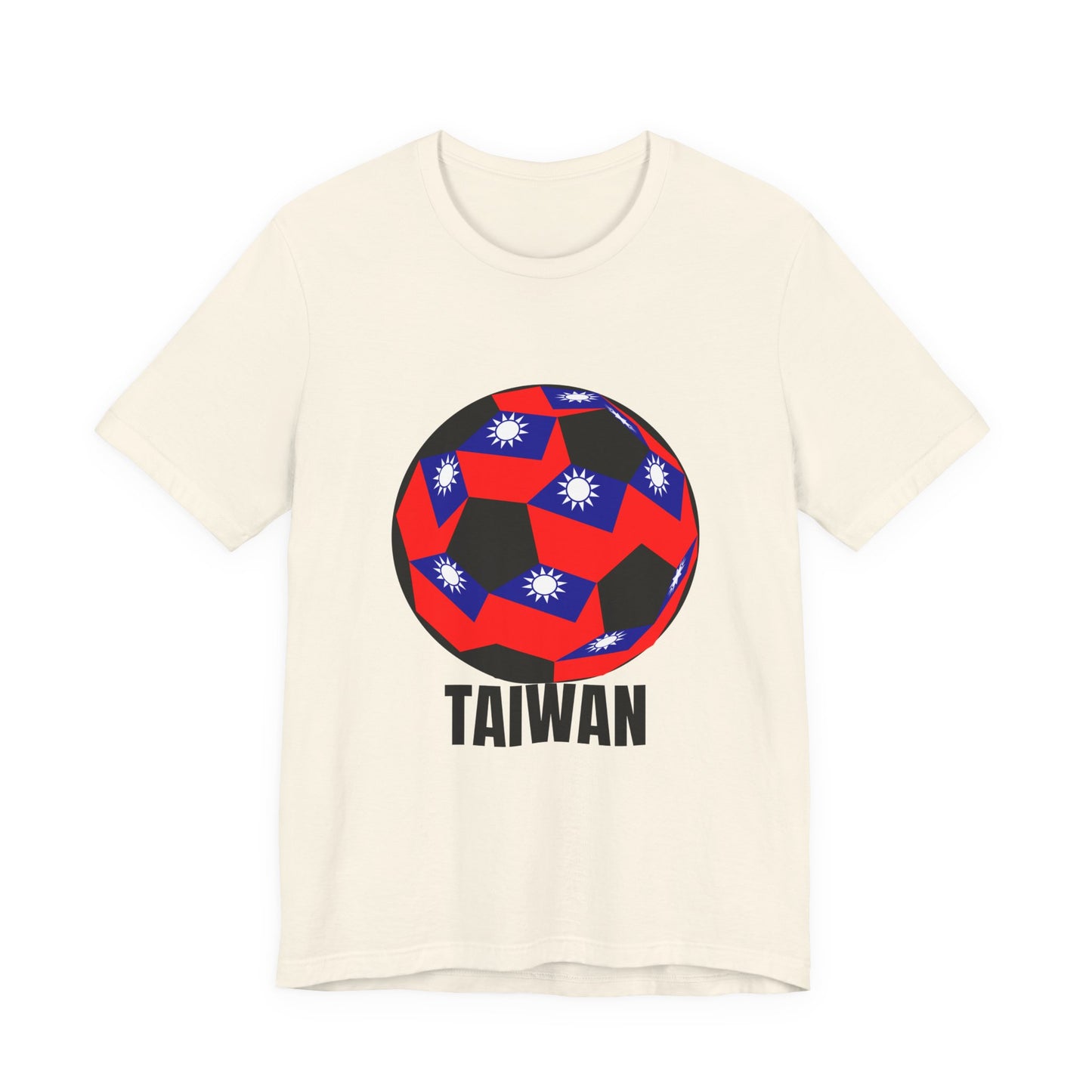 Taiwan Flag Soccer Ball T‑Shirt Black Text