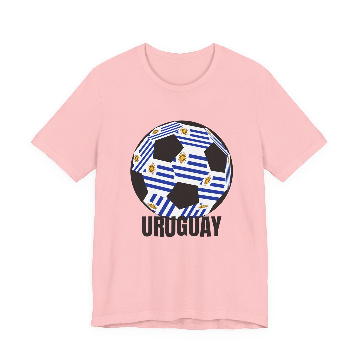 Uruguay Fan Specialty Soccer Ball Design T Shirt Black Text