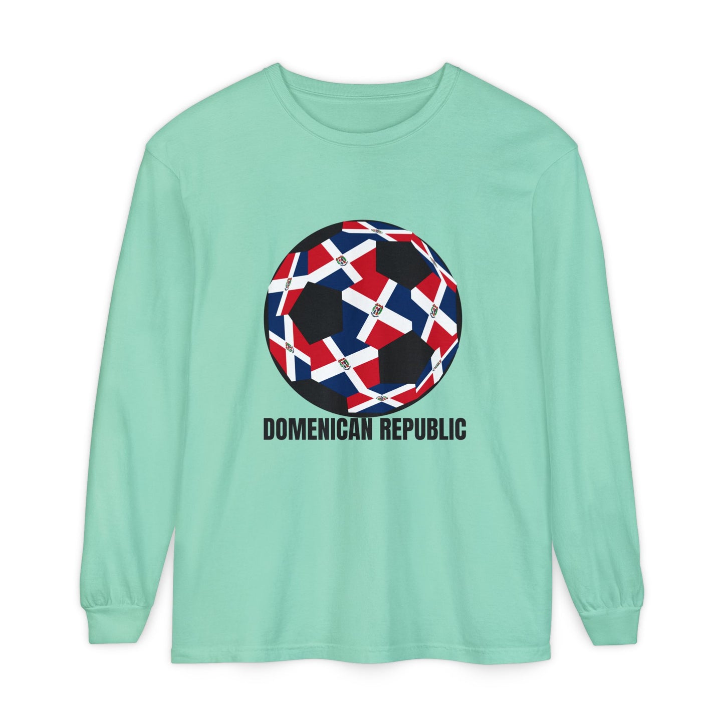 Domenican Republic Fan Specialty Soccer Ball Design Long Sleeve Tee