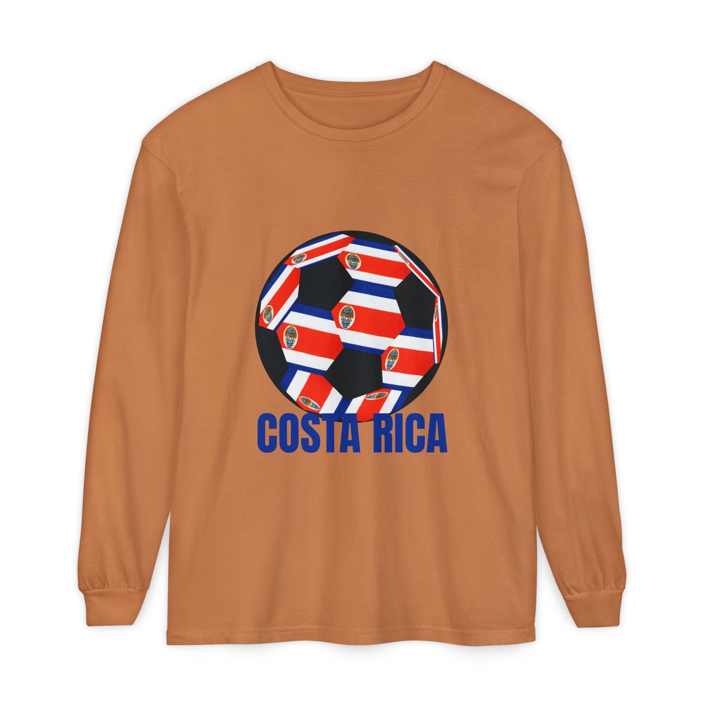 Costa Rica Fan Specialty Soccer Ball Design Long Sleeve T-Shirt
