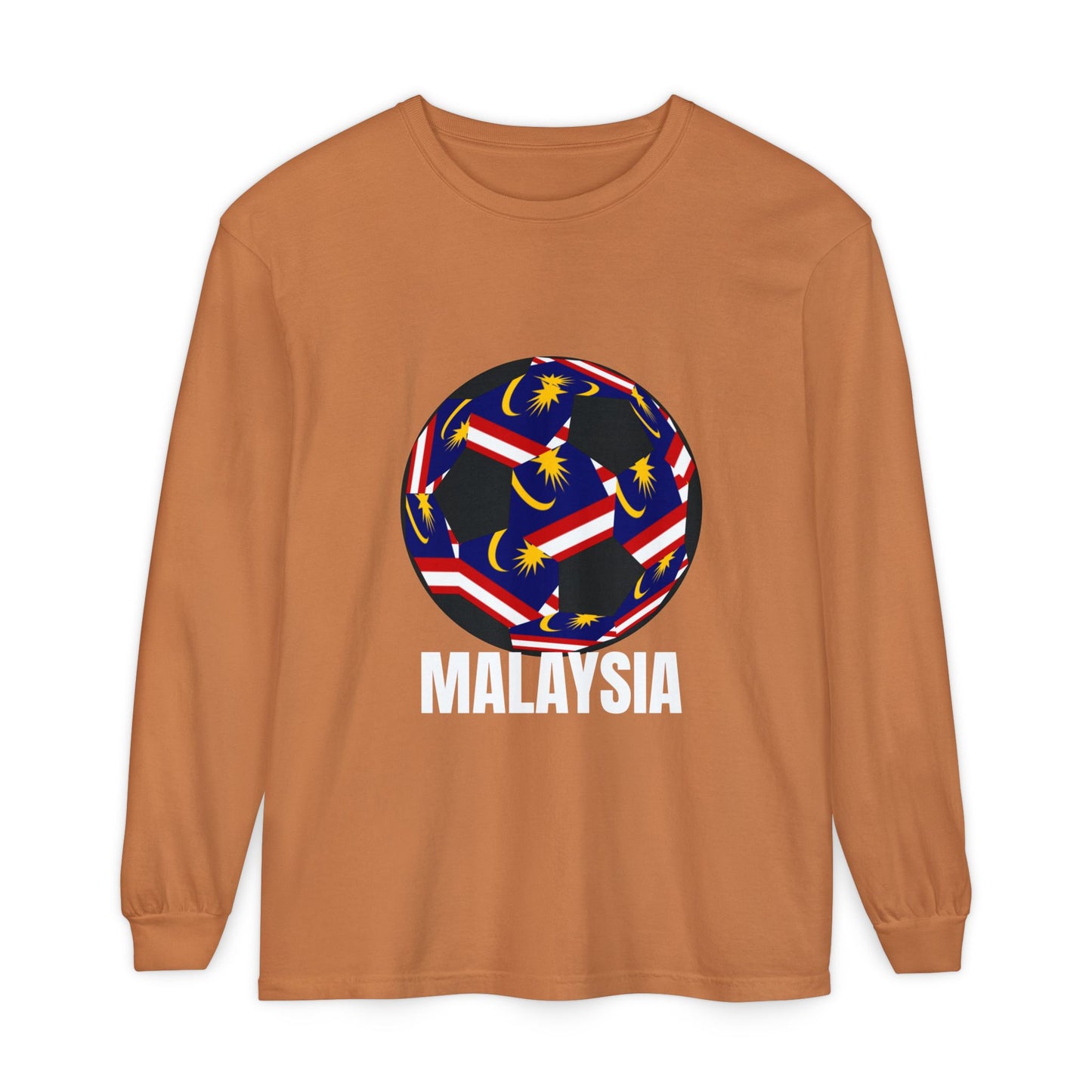 Malaysia Fan Specialty Soccer Ball Design Long Sleeve Tee