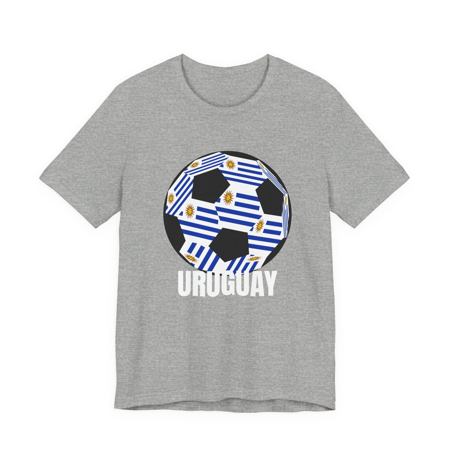Uruguay Fan Specialty Soccer Ball Design T Shirt White Text