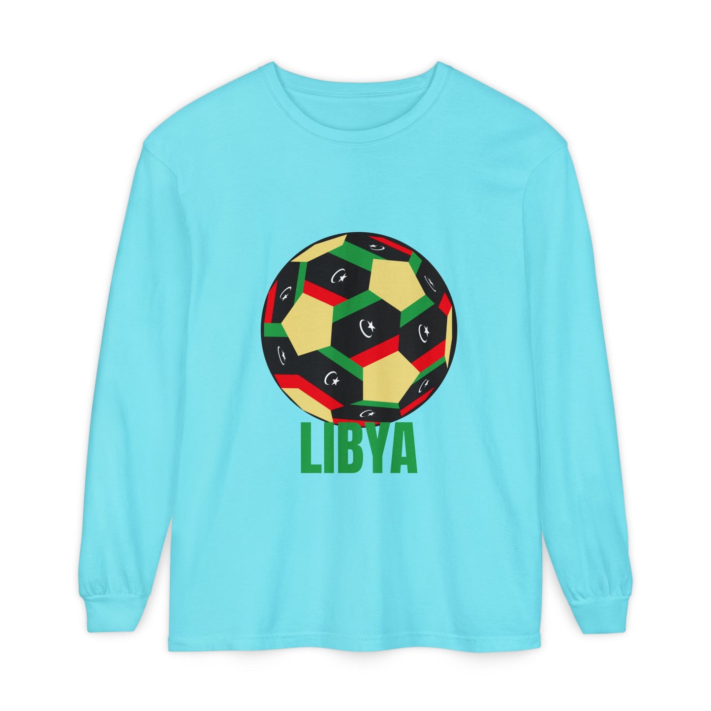 Libya Fan Specialty Soccer Ball Design Long Sleeve Tee