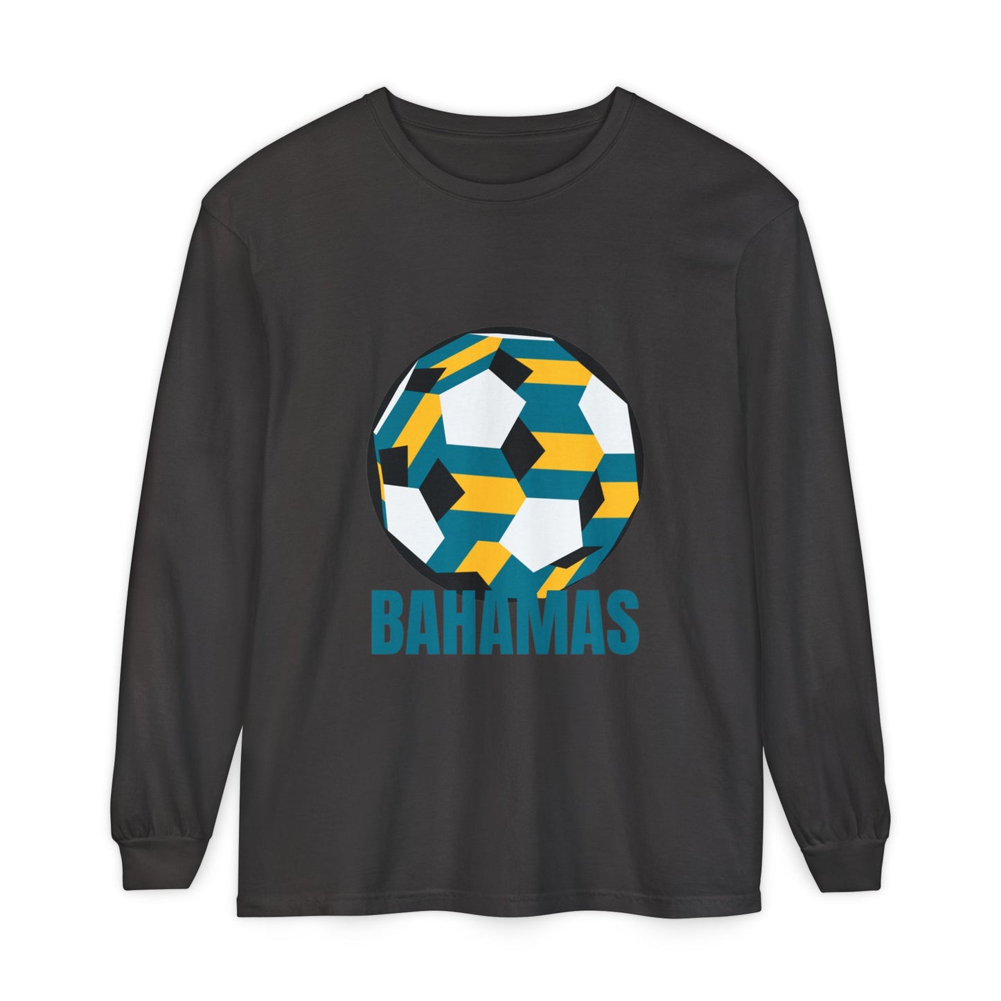 Bahamas Fan Specialty Soccer Ball Design Long Sleeve Tee