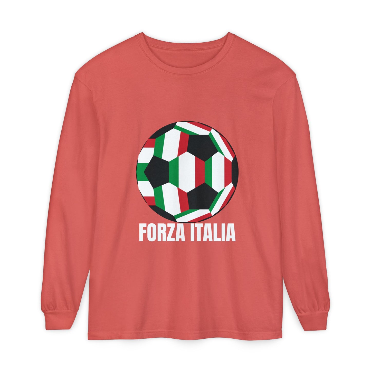 Forza Italia Fan Specialty Soccer Ball Design Long Sleeve Tee