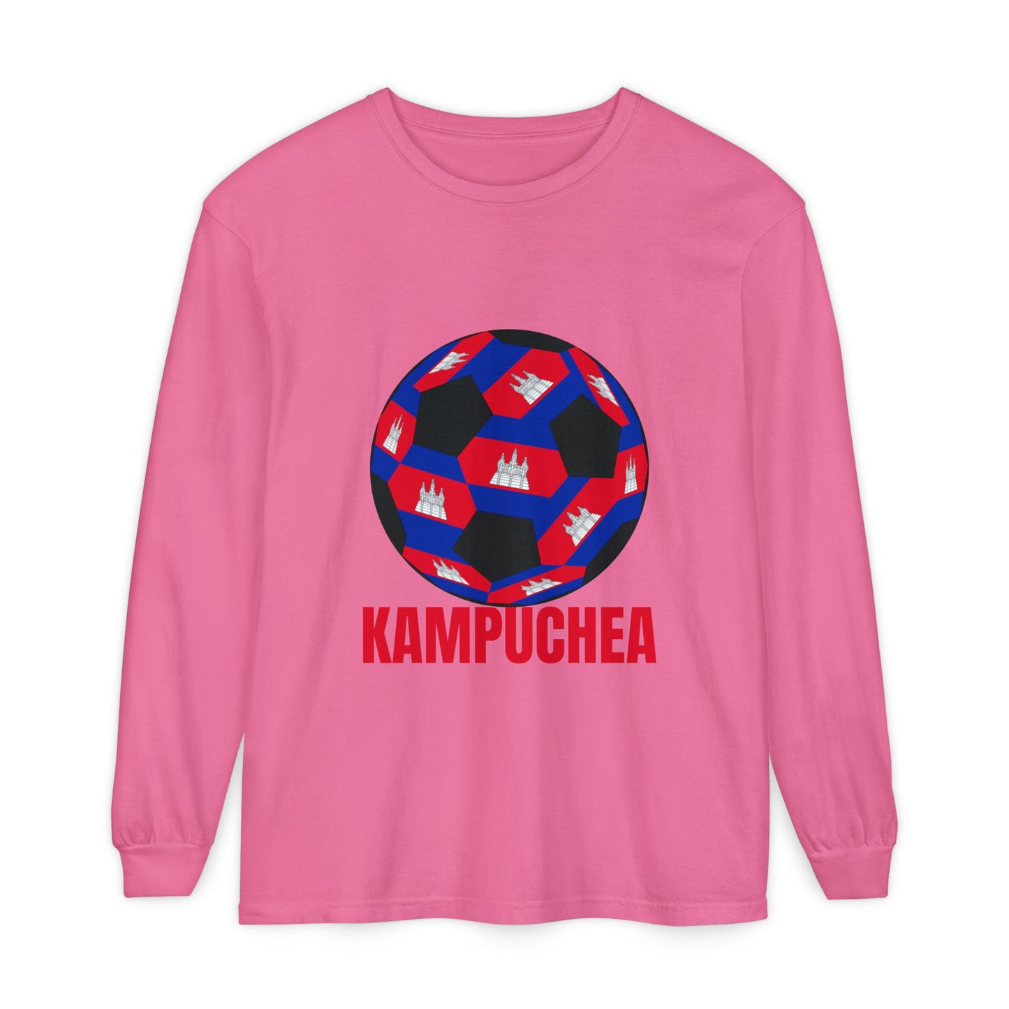 Kampuchea Fan Specialty Soccer Ball Design Long Sleeve Tee