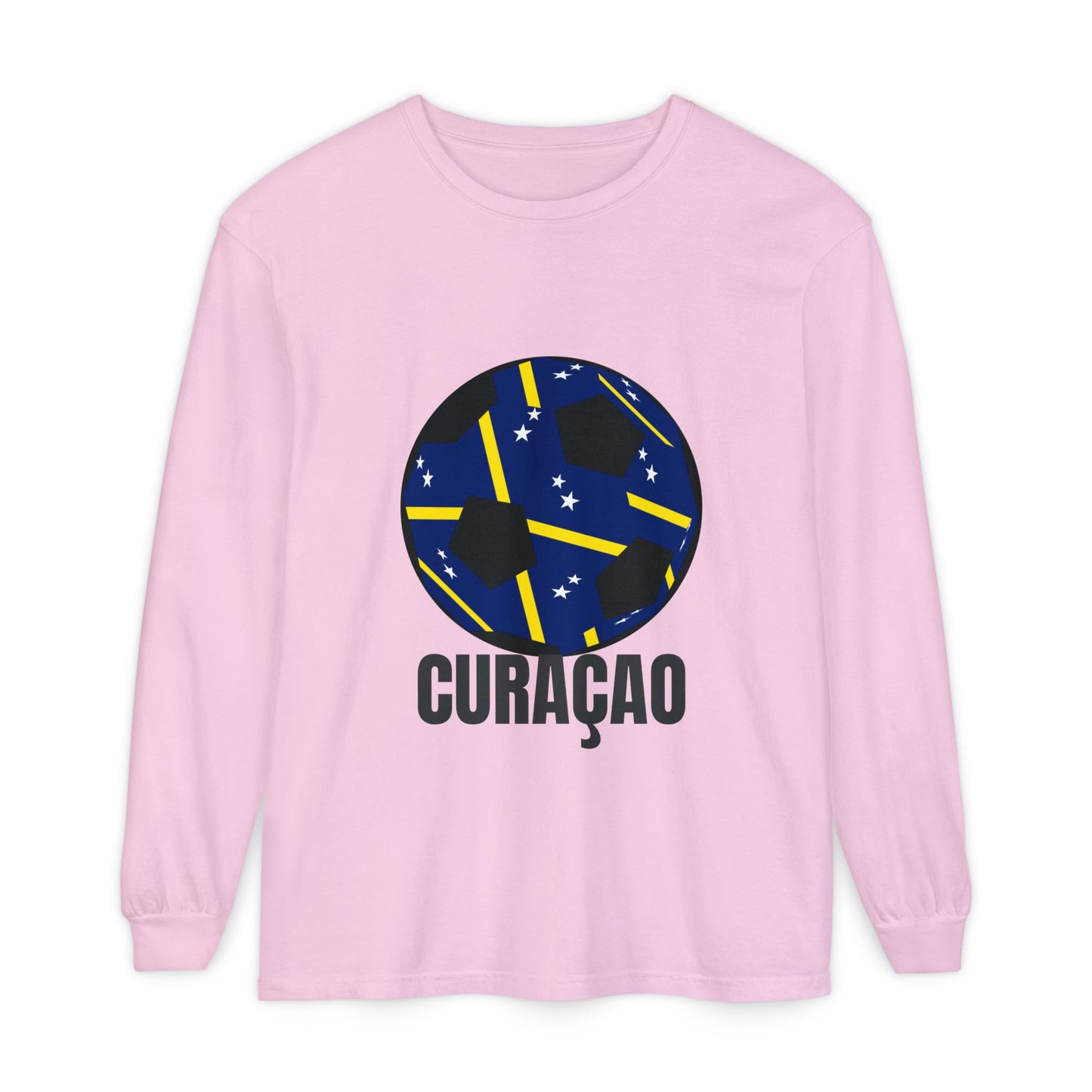 Curacao Fan Specialty Soccer Ball Design Long Sleeve Tee