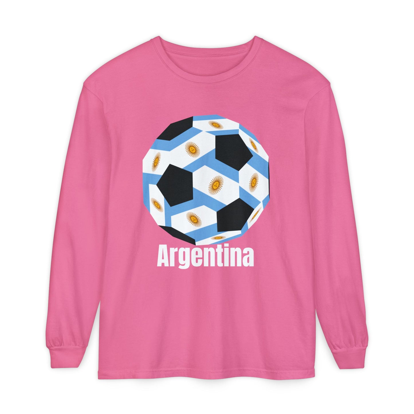 Argentina Fan Specialty Soccer Ball Design Long Sleeve Shirt