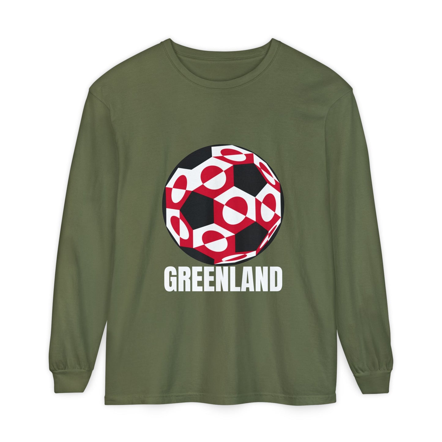 Greenland Fan Specialty Soccer Ball Design Long Sleeve Tee